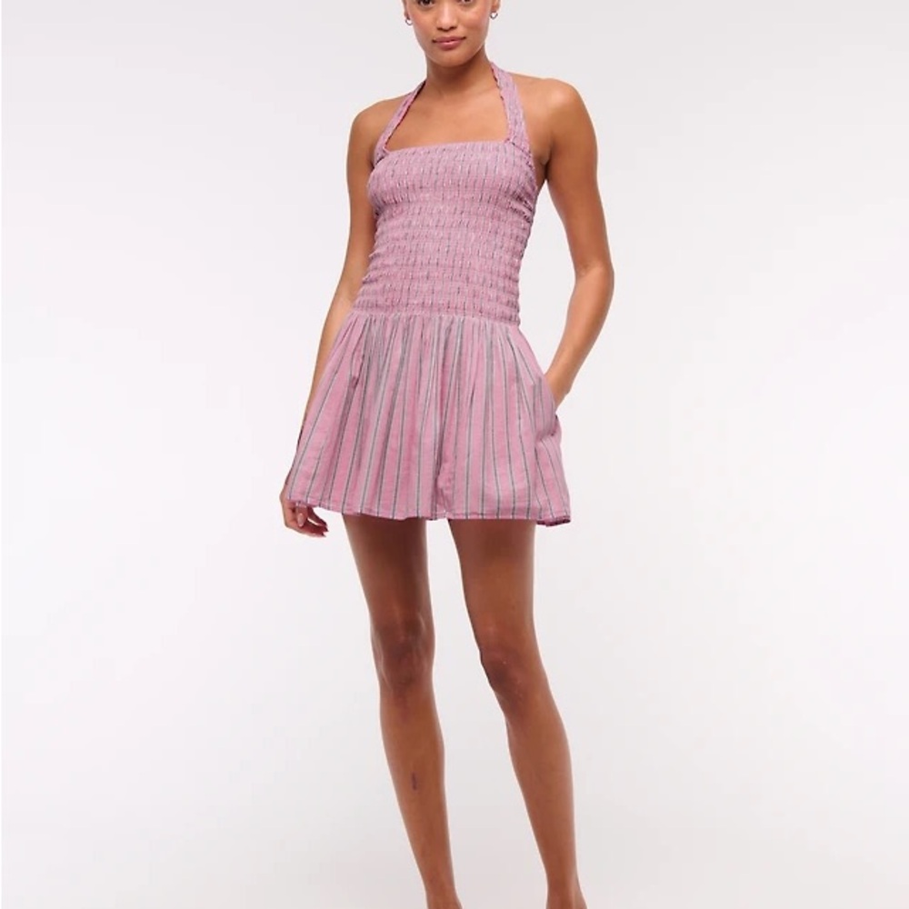 NWT Smocked Halter Mini Dress in Dusty Pink